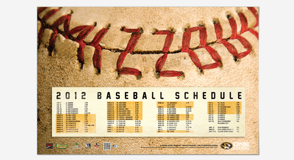 Mizzou Athletics Basketball 2012 schedule poster
