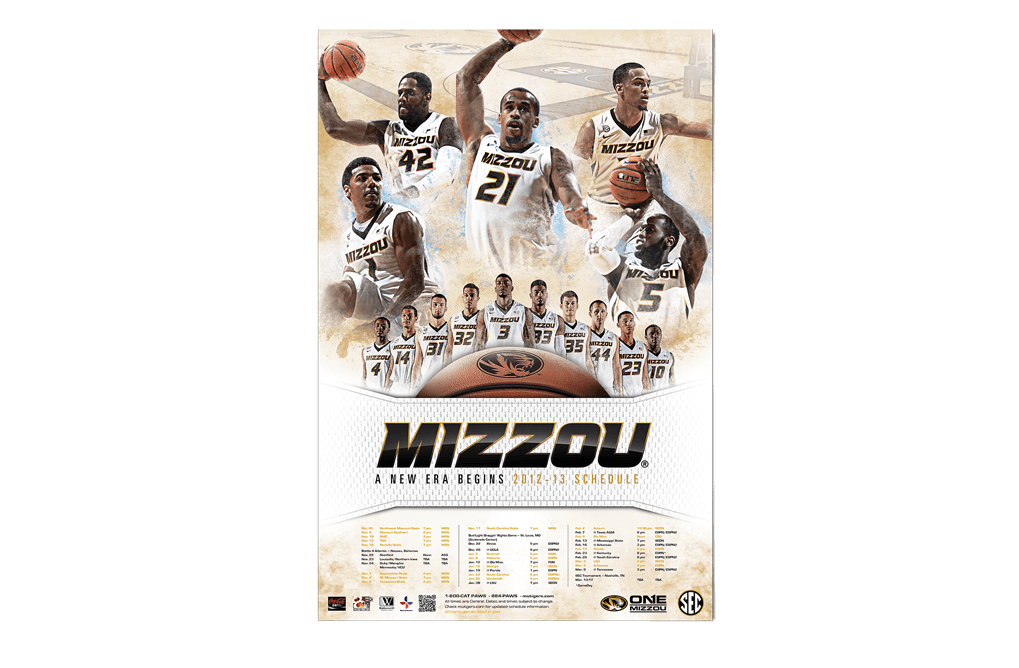 Mizzou Athletics Basketball 2012-2013 schedule poster