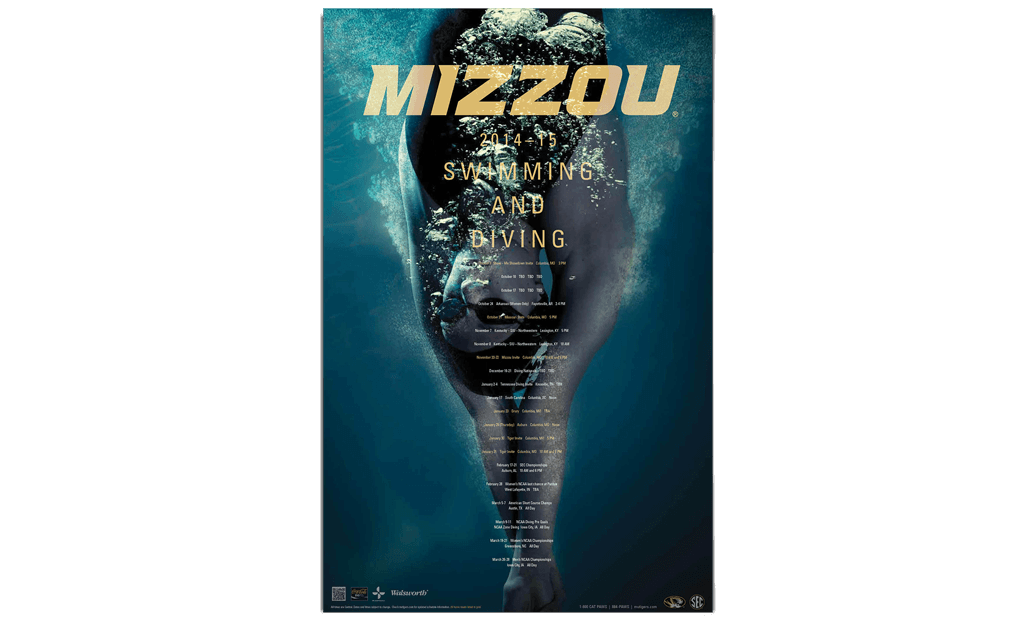 Mizzou Athletics Olympic sports poster for swimming and diving 2016